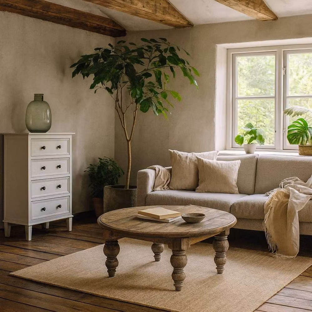 Wyld Haus Montaine Round Brown Solid Wood Coffee Table, W/D/H: 90 x 90 x 40 cm – 2