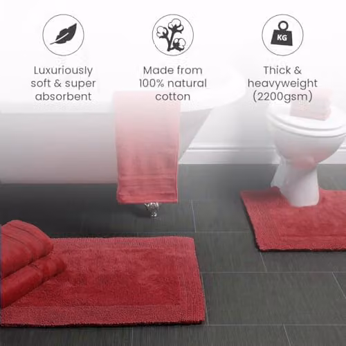 Allure Bath Fashions Elegance Reversible Heavyweight Cotton Pedestal Mat in Red, W/D/H: 55 x 55 x 1 cm – 4