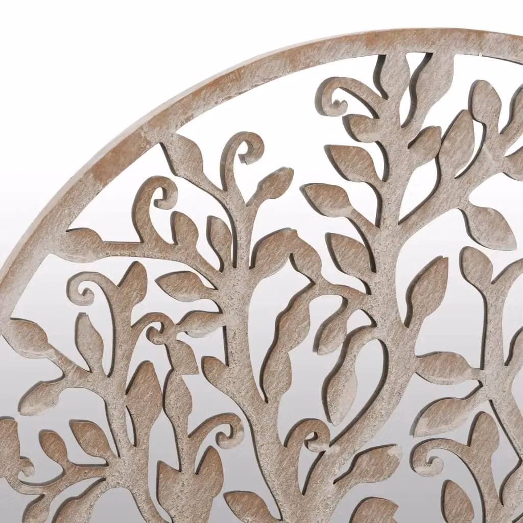 Berkfield Home Round Metal Wall Mirror in Sand Beige, Diameter: 40 cm, Depth: 2.5 cm – 3
