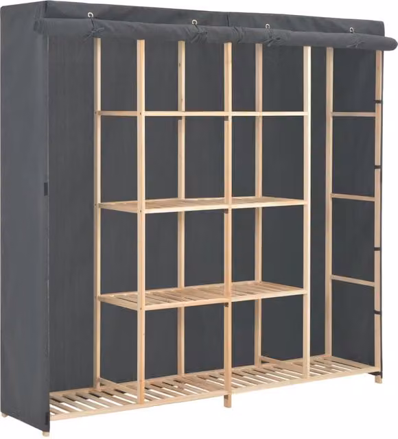 Berkfield Home Grey Fabric Roll Shutter Wardrobe W/D/H: 173 x 40 x 170 cm