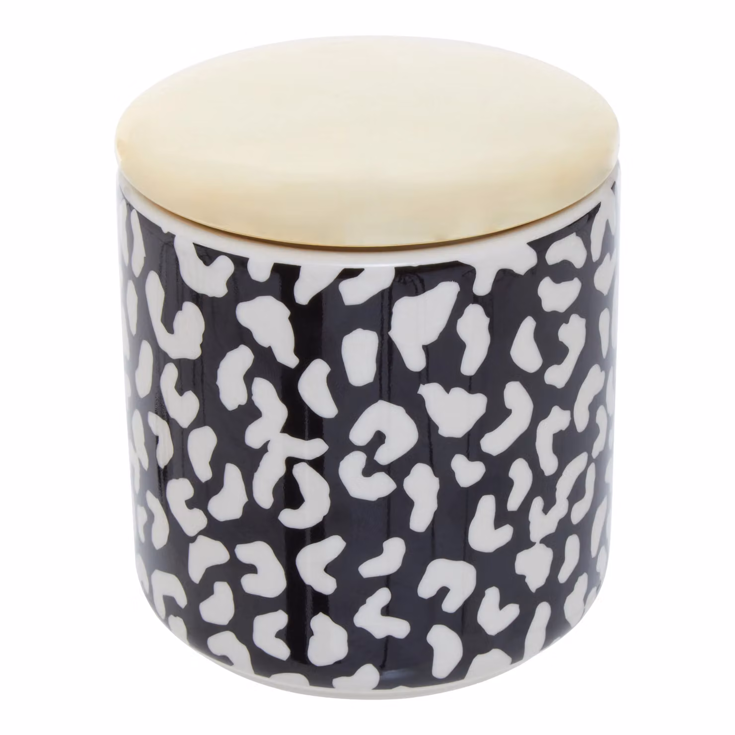 Orsina Handcrafted Stoneware Medium Airtight Canister with Gold Reflective Detail and Silicone Seal Lid in Black, White and Gold – 2