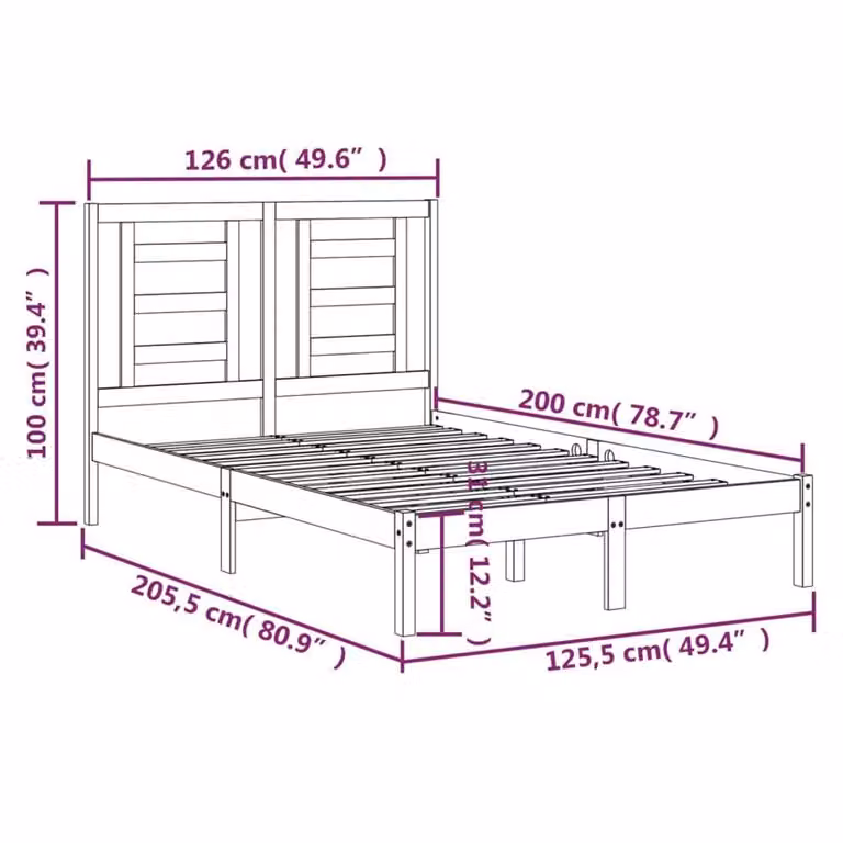 Berkfield Home Solid Wood Pine Bed Frame, Brown, W/D/H: 120 x 200 cm