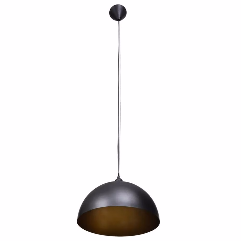 Berkfield Home Modern Metal Dome Ceiling Lamp Set of 2 in Black and Gold/Brass, Height-adjustable – 5