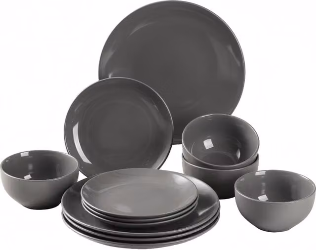 Simpa 12 Piece Grey Glazed Ceramic Stoneware Dinner Set – 1