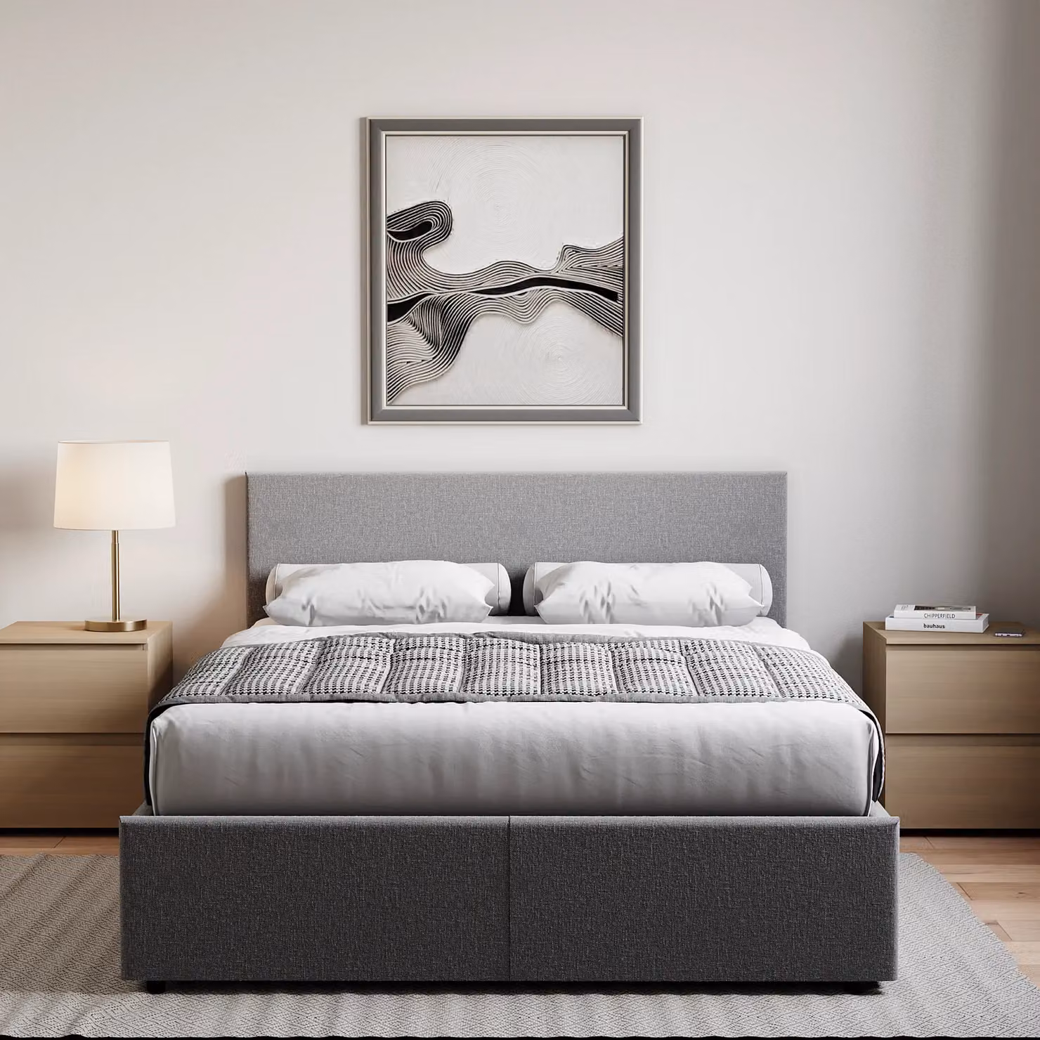 Vida Designs Veronica Double Ottoman Bed Frame in Grey Velvet Fabric W/D/H: 144 x 140 x 200 cm – 3