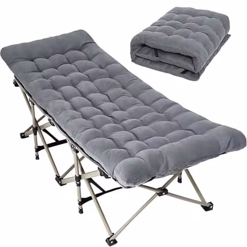 Gr8 Garden Folding Frame Bed with Mattress in Grey – 1