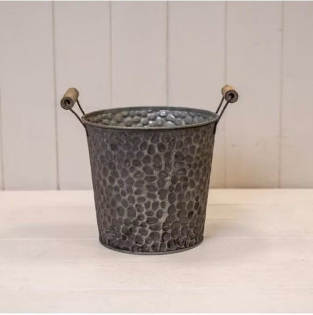 KDMD Grey Zinc Pot with Hammered Finish and Handles