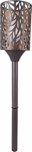Luxform Battery Powered Metal Cylinder Flame Candle Torch in Charcoal Grey with Remote Control and Timer, H 15 cm x W 15 cm x D 15 cm – 1