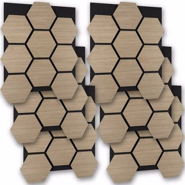 tectake Hexagonal Acoustic Sound-Absorbing Felt Panels in Brown – 1