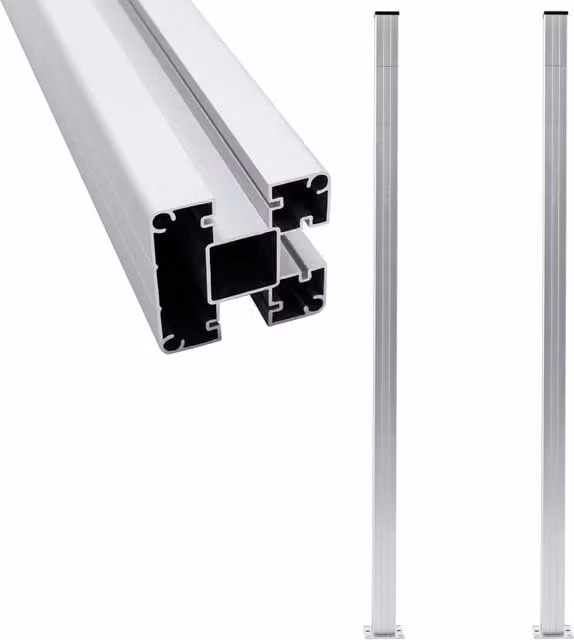 Berkfield Home Rectangular Aluminium and Steel Fence Posts, Silver, Height: 185 cm, 2 Pack – 1
