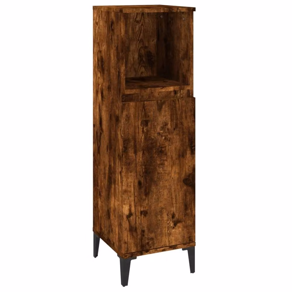 Berkfield Home Modern 3 Piece Bathroom Cabinet Set in Brown Smoked Oak – 4