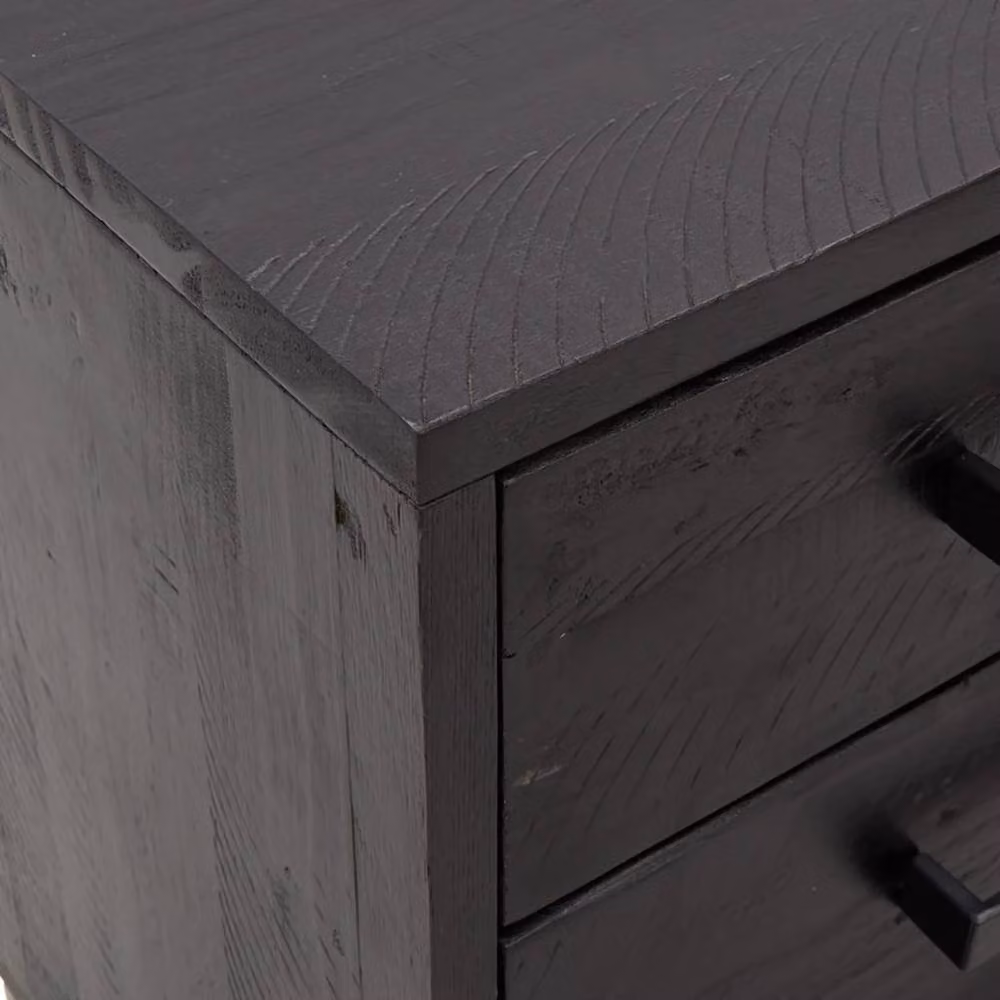 Berkfield Home Set of 2 Black Vintage Solid Wood Pine Bedside Cabinets, W/D/H: 40 x 30 x 55 cm – 4