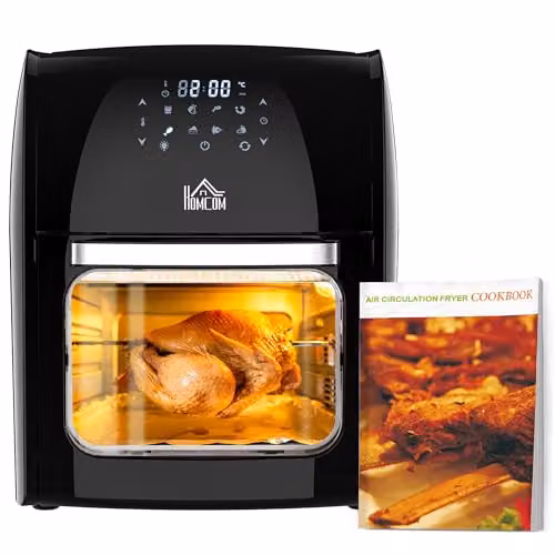 HOMCOM 12L 8-in-1 Digital Air Fryer Oven with Hot Air Function, 1800W, Black – 2