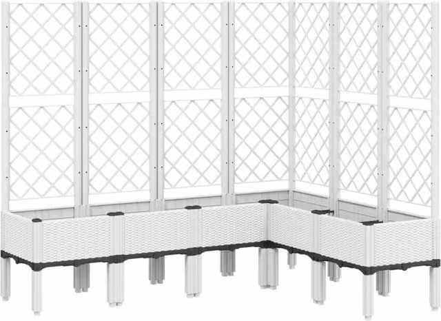 Berkfield Home Garden Planter with Trellis in White, W/D/H: 160 x 120 x 142 cm