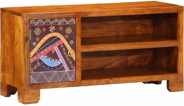 Berkfield Home Multicolour Solid Acacia Wood TV Cabinet W/D/H: 90 x 30 x 45 cm – 1