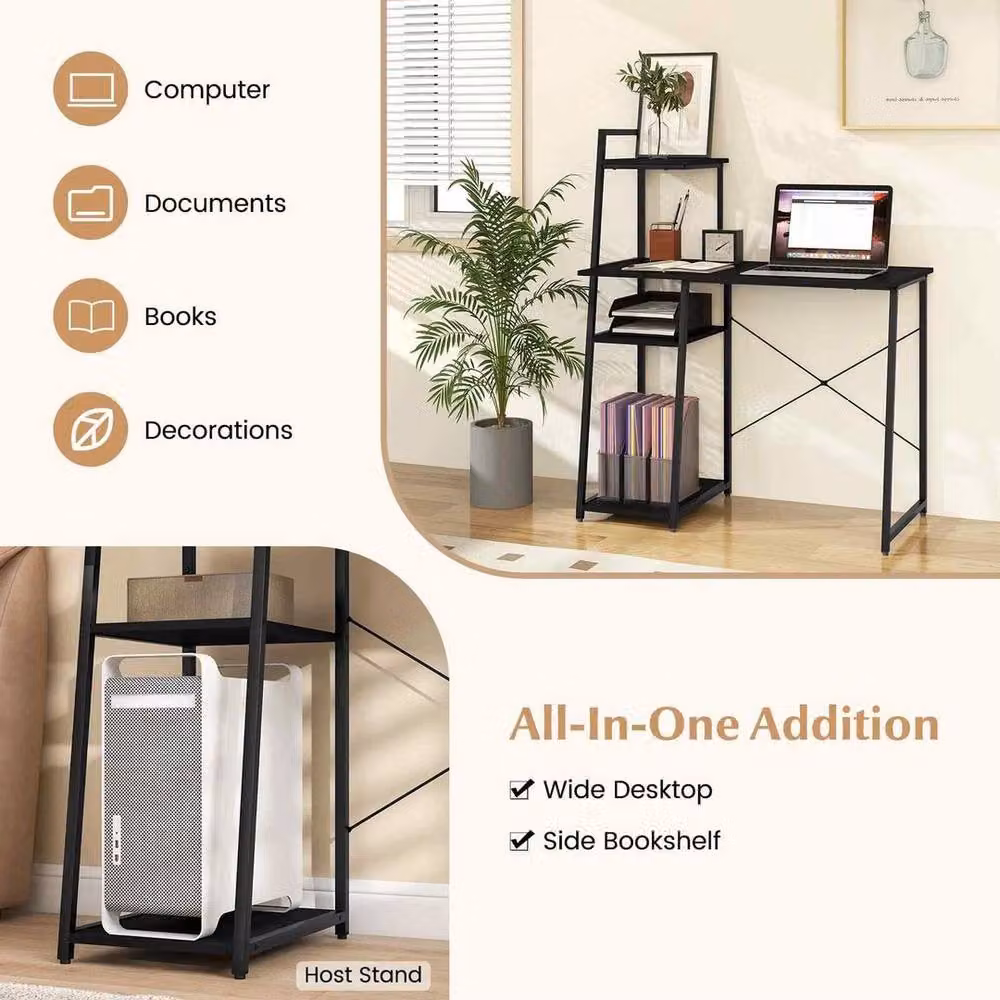 Kelvenix Modern Black Metal Writing Desk for Home Office, W/D/H: 125 x 50 x 77 cm – 5