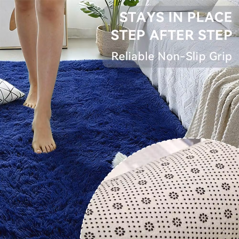 MCC Direct Faux Fur Rectangle Shaggy Area Rug in Blue, W/D: 160 x 230 cm – 4