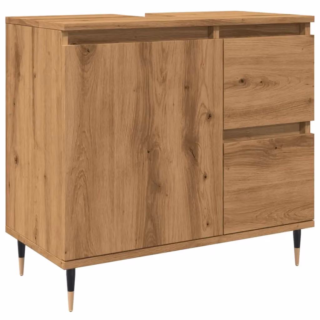 Berkfield Home Artisan Oak Bathroom Cabinet in Brown, W: 65 cm, D: 33 cm, H: 60 cm – 2