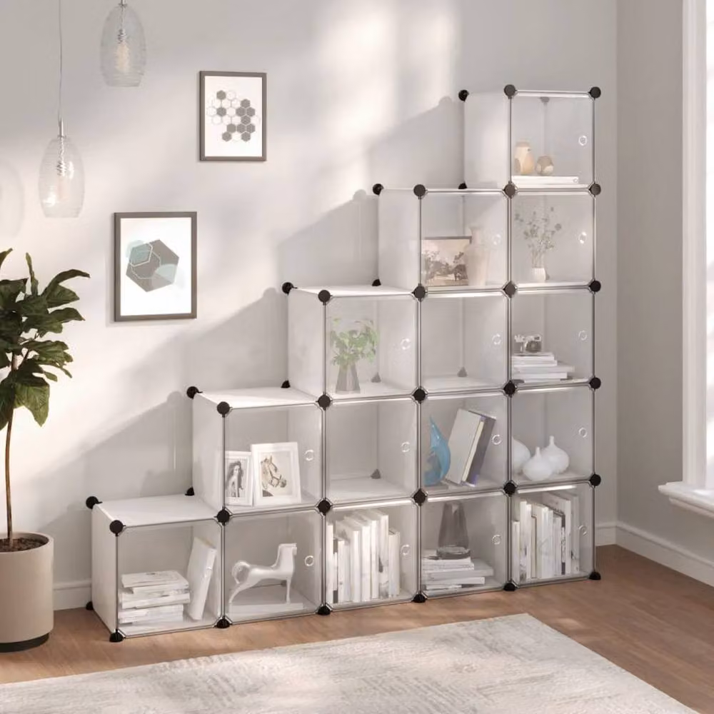Berkfield Home 15 Cube Storage Organiser with Doors in Clear Transparent Plastic – 2