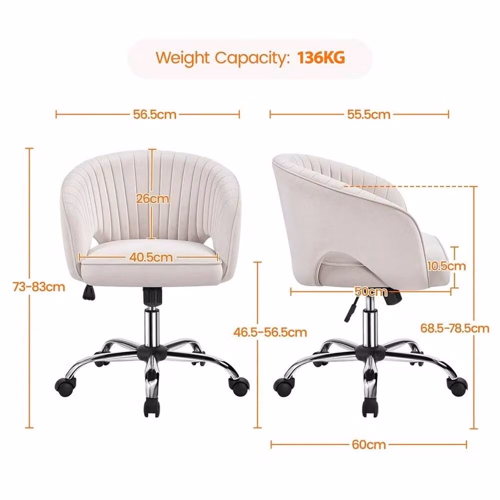 EONLION Velvet Swivel Task Chair for Home Office in Pink, Beige or Grey – 2