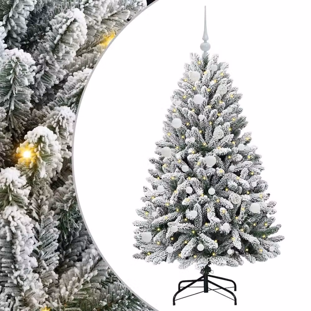 Berkfield Home Elegant Artificial Christmas Tree in Green and White, Height: 150 cm – 3