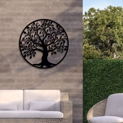 Decortie Tree of Life with Birds Metal Wall Decor, Black, 60 x 60 cm – 4