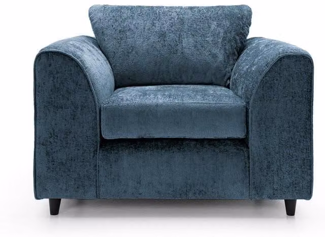 Abakus Direct Harriet Armchair in Dark Blue Crushed Chenille Fabric