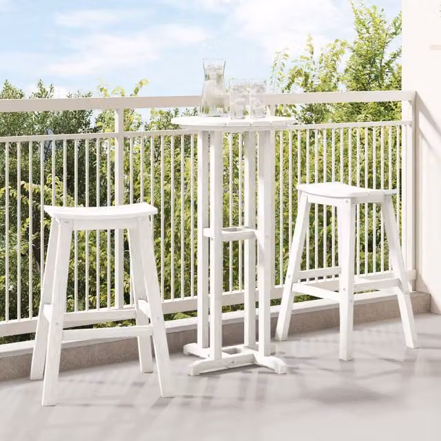 Berkfield Home Set of 2 White HDPE Minimalist Bar Stools
