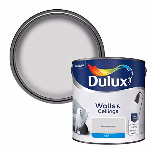 Dulux Matt Emulsion Walls and Ceilings Paint, Polished Pebble Grey, 2.5L – 1