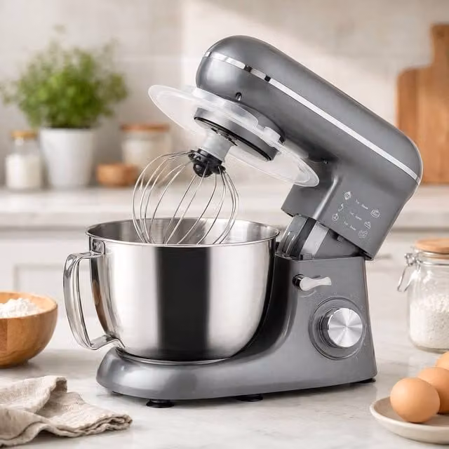 STILVORA Kitchen Stand Mixer with 4.5L Capacity and 6 Speeds in Silver and Dark Grey – 1