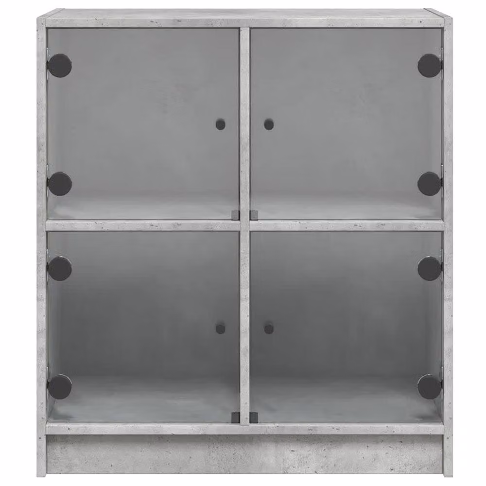 Berkfield Home Side Cabinet with Glass Doors in Concrete Grey, W: 68 cm, D: 37 cm, H: 75.5 cm – 2