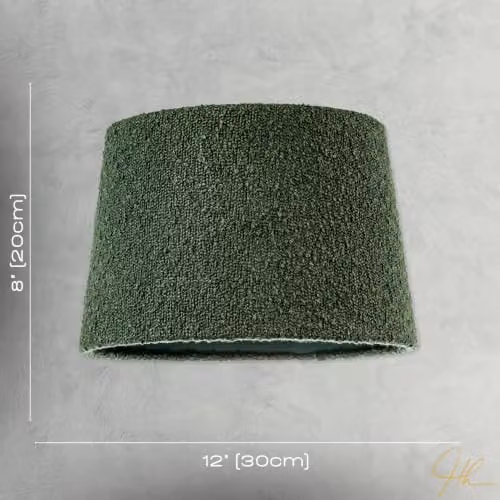 Happy Homewares Forest Green Tapered Drum Lampshade in Boucle Lamb Wool Fabric – 3