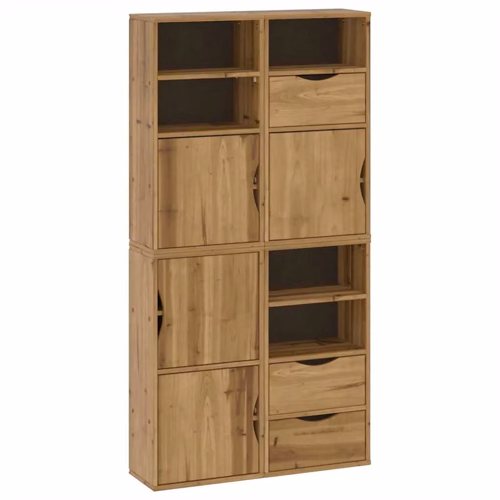 Berkfield Home ODDA Side Cabinets, Set of 4, Brown Solid Wood Pine, W/D/H: 40 x 24 x 79 cm – 2