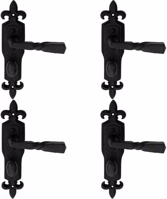 Loops 4 Pairs of Forged Twisted Ornate Bathroom Backplate Loops in Black Antique, 22.6 x 5 cm