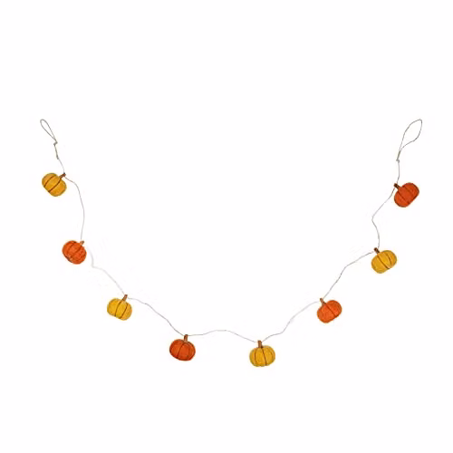 Lights4fun Autumn and Halloween Felt Pumpkin Hanging Garland in Orange and Brown – 2