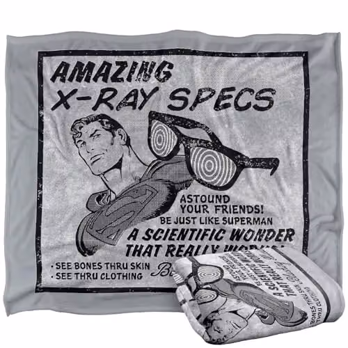 Warner Bros. Superman X-Ray Specs Super Soft Fleece Throw Blanket, Multicolour, W: 152.4 cm x D: 127.0 cm – 1
