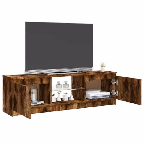 vidaXL Modern Oak TV Cabinet with Integrated LED Lighting, Brown, W: 120 cm, D: 30 cm, H: 36 cm – 2