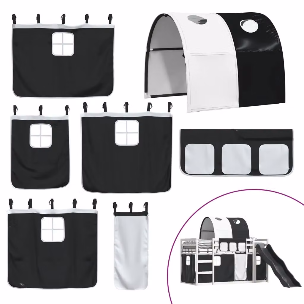 Berkfield Home Solid Wood Bunk Bed with Slide in White and Black, W/D/H: 90 x 200 cm – 3