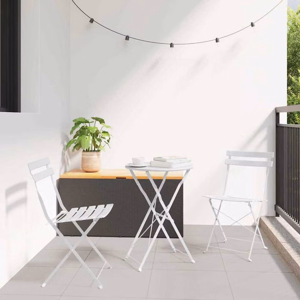 Berkfield Home 3-Piece Folding Bistro Set in White Metal – 2