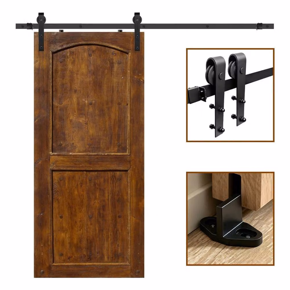 PAWNORA Sliding Barn Door Hardware Track Kit in Black – 4