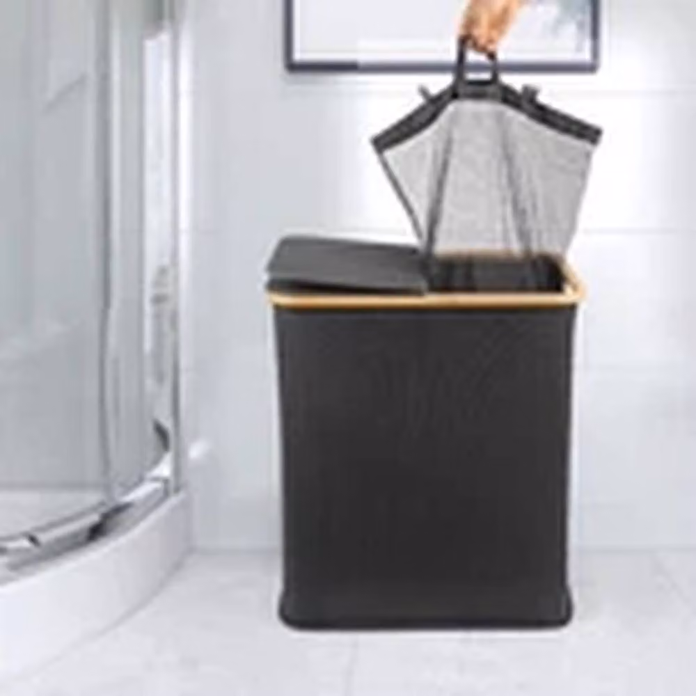 EONLION Black 140L Collapsible Fabric Laundry Basket with Lid and 2 Removable Washing Bags – 3