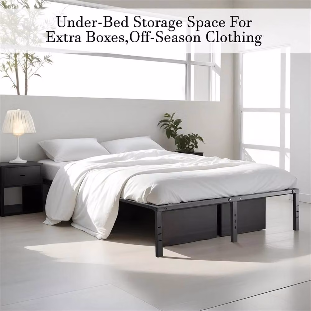 VOGREX Modern Double Metal Bed Frame in Black, 140 x 200 cm – 5