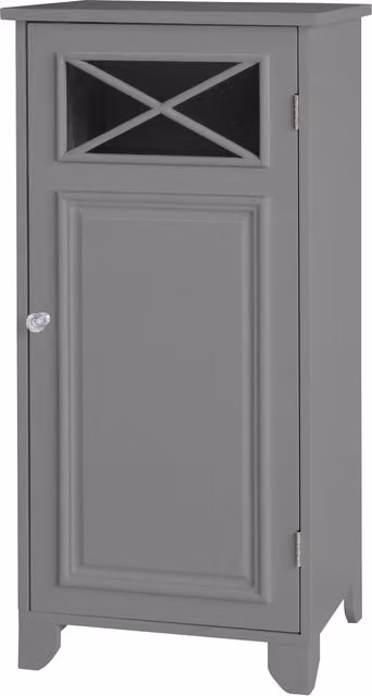 Teamson Home Dawson Grey Bathroom Floor Cabinet with One Hinged Glass Door and Internal Shelves EHF-6834G