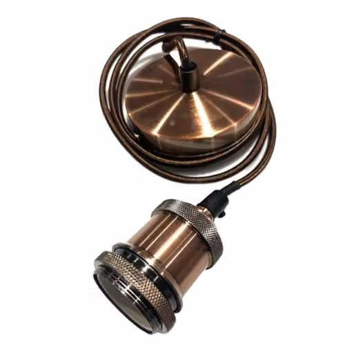 CGC Lighting Cassie Adjustable Copper Cylinder Pendant Light with Matching Ceiling Rose and E27 Holder – 5