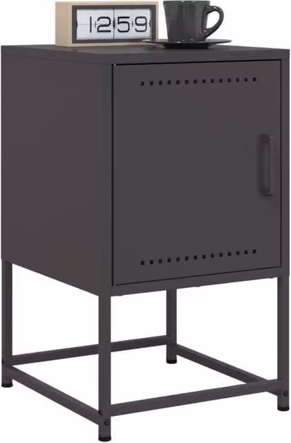 Berkfield Home Set of 2 Black Industrial Metal Bedside Cabinets, W/D/H: 36 x 39 x 60.5 cm – 1