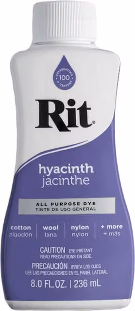 Rit All Purpose Fabric Liquid Dye for Natural Fibres in Hyacinth Blue and Purple