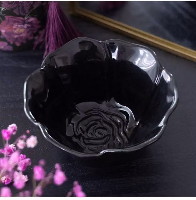 KDMD Black Rose Ceramic Trinket Dish