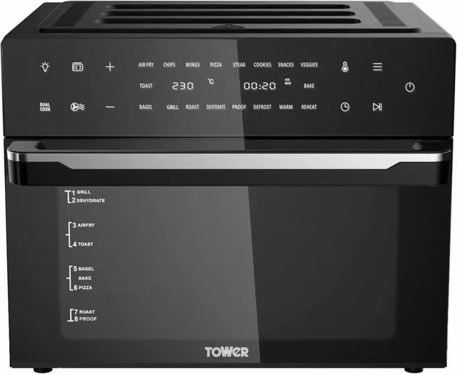 Tower Vortx 30L Digital Air Fryer Oven with Hot Air Circulation and Grill in Black