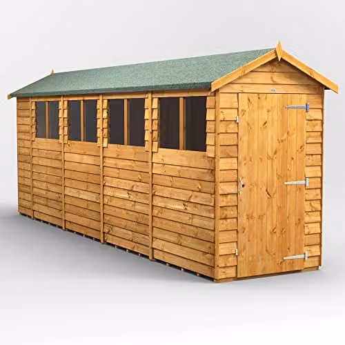 Powersheds Premium Apex Overlap Wooden Garden Shed in Brown with Toughened Glass Windows and Security Features – 1