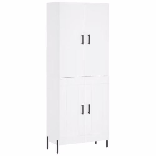 vidaXL Modern White Highboard Sideboard with Doors and Shelves for Living Room or Bedroom, W/D/H: 180.0 x 48.2 x 69.5 cm